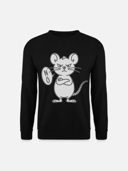 Lustige mürrische Maus Nö Noe Nee Nein - Unisex Pullover - Schwarz