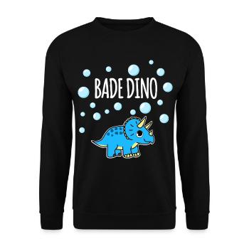 Bade Dino Triceratops - Unisex Pullover - Schwarz - Vorne - Alina (178cm) & Michal (187cm)