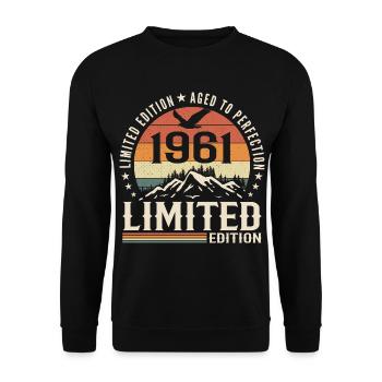 Cadeau Anniversaire 1961 - Vintage 1961 Rétro 1961 - Sweat-shirt Unisexe - noir - Devant - Alina (178cm) & Michal (187cm)