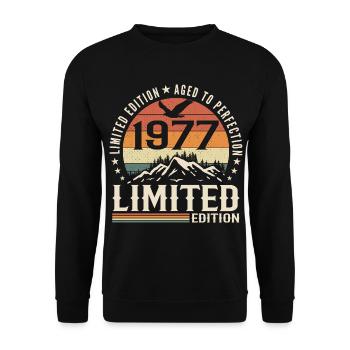 Cadeau Anniversaire 1977 - Vintage 1977 Rétro 1977 - Sweat-shirt Unisexe - noir - Devant - Alina (178cm) & Michal (187cm)