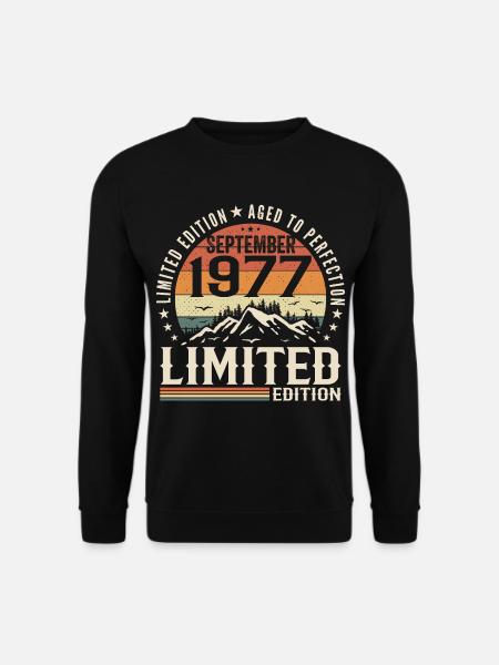 September 1977, September 1977 Geburtstagsgeschenk - Unisex Pullover - Schwarz