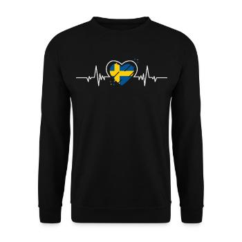 Suède Coeur Battement de Cœur Drapeau Cadeau - Sweat-shirt Unisexe - noir - Devant - Alina (178cm) & Michal (187cm)