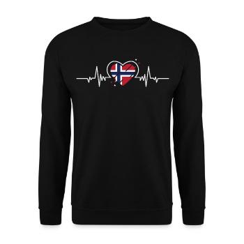 Cadeau de drapeau de battement de cœur de Norvège - Sweat-shirt Unisexe - noir - Devant - Alina (178cm) & Michal (187cm)