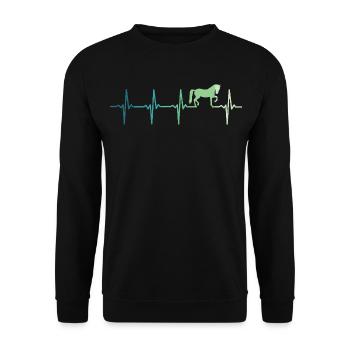 Pferdeherzschlag-Reitdressur - Unisex Pullover - Schwarz - Vorne - Alina (178cm) & Michal (187cm)