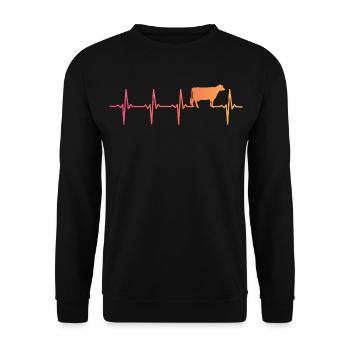 Kuh Sonnenuntergang Herzschlag Kuh Bauer - Unisex Pullover - Schwarz - Vorne - Alina (178cm) & Michal (187cm)