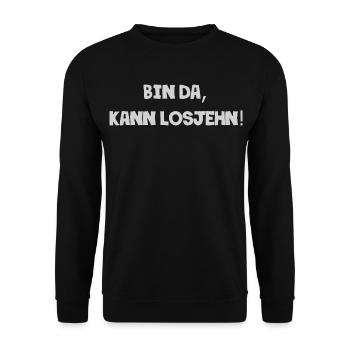 Bin da, kann losgehen - Unisex Pullover - Schwarz - Vorne - Alina (178cm) & Michal (187cm)