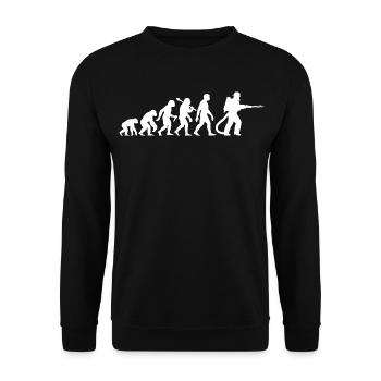 Feuerwehrmann Evolution Für den Feuerwehr Einsatz - Unisex Pullover - Schwarz - Vorne - Alina (178cm) & Michal (187cm)