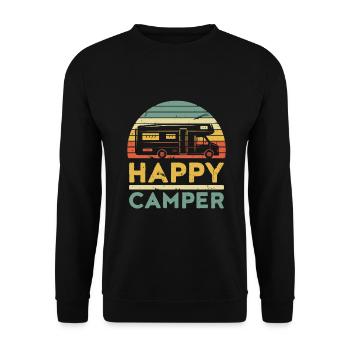 HAPPY CAMPER - Unisex Sweatshirt - black - Front - Alina (178cm) & Michal (187cm)