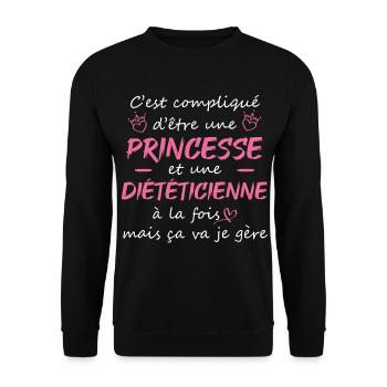 cadeau marrant femme princesse diététicienne - Sweat-shirt Unisexe - noir - Devant - Alina (178cm) & Michal (187cm)