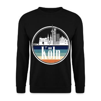 retro Kölner Skyline - Unisex Pullover - Schwarz - Vorne - Alina (178cm) & Michal (187cm)