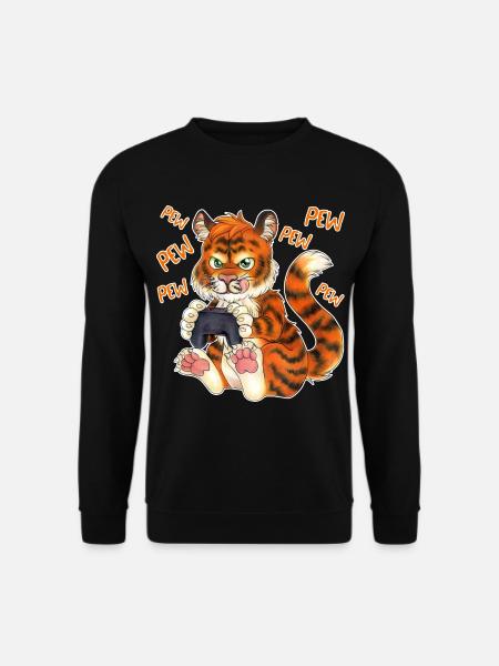 Lustiger Gaming Tiger Geschenk Gamer Geburtstag - Unisex Pullover - Schwarz