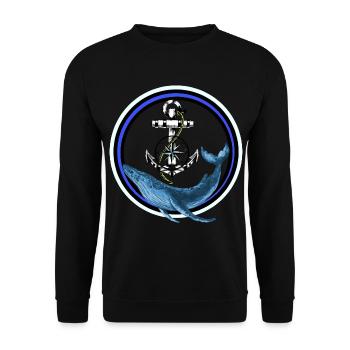 Marine mammal Fish Whale Fish Anchor maritime - Unisex Sweatshirt - black - Front - Alina (178cm) & Michal (187cm)