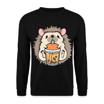 Bubble Tea Igel - Unisex Pullover - Schwarz - Vorne - Alina (178cm) & Michal (187cm)