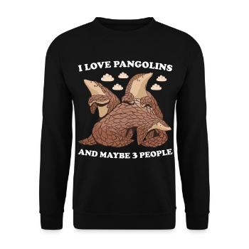 J’aime les pangolins et peut-être 3 personnes pangolin - Sweat-shirt Unisexe - noir - Devant - Alina (178cm) & Michal (187cm)