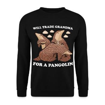 Échangera grand-mère contre un pangolin - Sweat-shirt Unisexe - noir - Devant - Alina (178cm) & Michal (187cm)