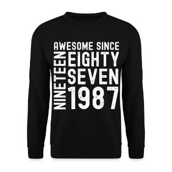 Awesome since 1987 Geburtstag Geschenk Jahreszahl - Unisex Pullover - Schwarz - Vorne - Alina (178cm) & Michal (187cm)