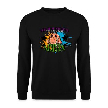 Ich bin nichts für schwache Nerven - Lustig, Frech - Unisex Pullover - Schwarz - Vorne - Alina (178cm) & Michal (187cm)