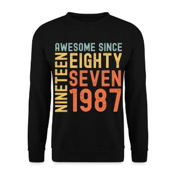 Awesome since 1987 Geburtstag Geschenk Jahreszahl - Unisex Pullover - Schwarz - Vorne - Alina (178cm) & Michal (187cm)