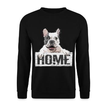 Bulldogge Hund Haustier Home Zuhause Schild - Unisex Pullover - Schwarz - Vorne - Alina (178cm) & Michal (187cm)