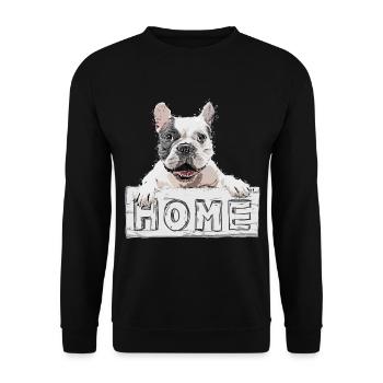Bulldogge Hund Haustier Home Zuhause Schild - Unisex Pullover - Schwarz - Vorne - Alina (178cm) & Michal (187cm)