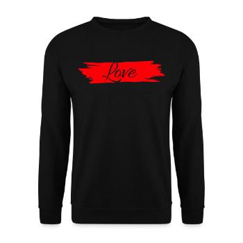 Liebe mit rotem Farbstreifen # - Unisex Pullover - Schwarz - Vorne - Alina (178cm) & Michal (187cm)