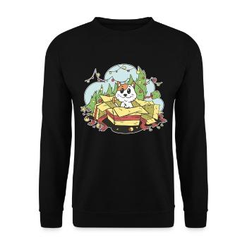 Cat Christmas Christmas Christmas Tree Gifts Cartoon - Unisex Sweatshirt - black - Front - Alina (178cm) & Michal (187cm)