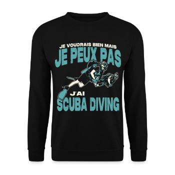 Je peux pas j'ai scuba diving. - Sweat-shirt Unisexe - noir - Devant - Alina (178cm) & Michal (187cm)