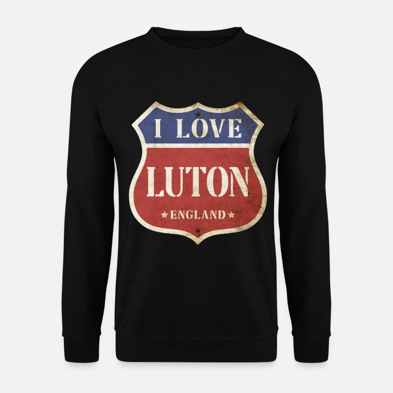 Luton England UK Stadt I Love Vintage Retro - Unisex Pullover - Schwarz