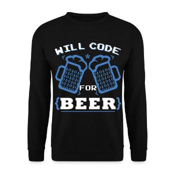 Will Code For Beer | Programmer Coding - Unisex Sweatshirt - black - Front - Alina (178cm) & Michal (187cm)