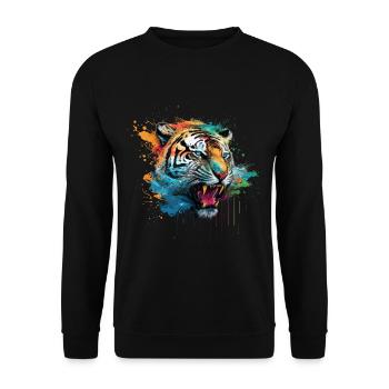 Tiger Splash Grunge Colorful Animal Predator Art - Sweat-shirt Unisexe - noir - Devant - Alina (178cm) & Michal (187cm)