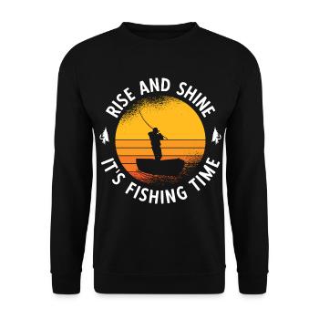 Angler Spruch zum Angeln Angel - Unisex Pullover - Schwarz - Vorne - Alina (178cm) & Michal (187cm)