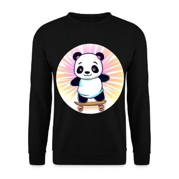 Skateboard panda in sunset - Unisex Sweatshirt - black - Front - Alina (178cm) & Michal (187cm)