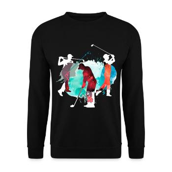 Golf Golfen Golfspieler Sport Hobby Club Bunt - Unisex Pullover - Schwarz - Vorne - Alina (178cm) & Michal (187cm)