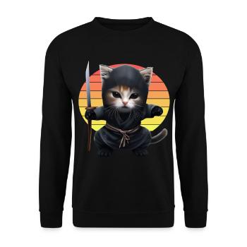 Ninja Cat Sunset - Unisex Sweatshirt - black - Front - Alina (178cm) & Michal (187cm)