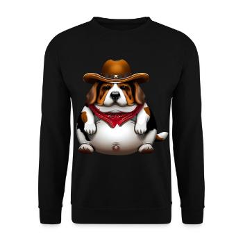 Fat Beagle Cowboy - Unisex Sweatshirt - black - Front - Alina (178cm) & Michal (187cm)