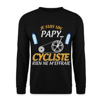 Papy à vélo c'est le plus fort cadeau homme - Sweat-shirt Unisexe - noir - Devant - Alina (178cm) & Michal (187cm)
