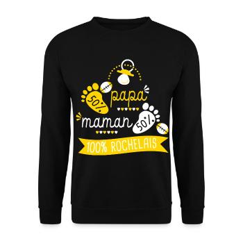 Rugby bébé supporter Rugby La Rochelle Rochelais - Sweat-shirt Unisexe - noir - Devant - Alina (178cm) & Michal (187cm)