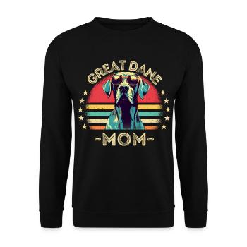 Dogue allemand avec lunettes de soleil rétro - Sweat-shirt Unisexe - noir - Devant - Alina (178cm) & Michal (187cm)