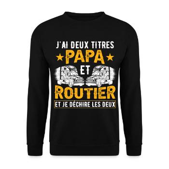Papa & Routier - Sweat-shirt Unisexe - noir - Devant - Alina (178cm) & Michal (187cm)