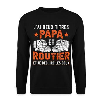 Papa Et Routier - Sweat-shirt Unisexe - noir - Devant - Alina (178cm) & Michal (187cm)
