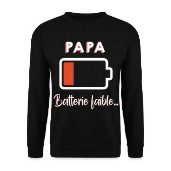 Papa Batterie Faible Pour Homme Epuisé - Sweat-shirt Unisexe - noir - Devant - Alina (178cm) & Michal (187cm)
