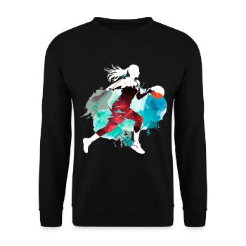 Basket-ball Femme Basketteur Joueur de basket-ball - Sweat-shirt Unisexe - noir - Devant - Alina (178cm) & Michal (187cm)