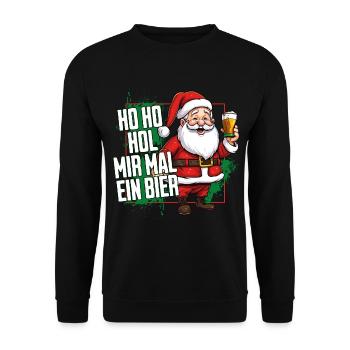Santa Claus Ho Ho Get Me A Beer Funny - Unisex Sweatshirt - black - Front - Alina (178cm) & Michal (187cm)
