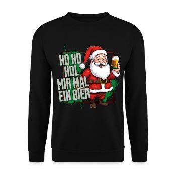 Santa Claus Ho Ho Get Me A Beer Funny - Unisex Sweatshirt - black - Front - Alina (178cm) & Michal (187cm)