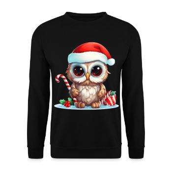 Weihnachten Eule - Unisex Pullover - Schwarz - Vorne - Alina (178cm) & Michal (187cm)
