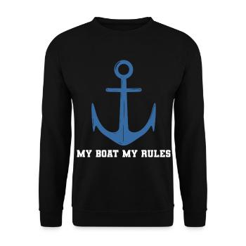My Boat My Rules Bootskapitän - Unisex Pullover - Schwarz - Vorne - Alina (178cm) & Michal (187cm)
