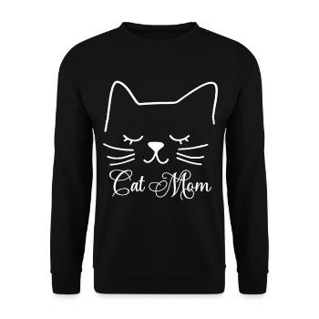 Cat Cat Mom Cat Mom Silhouette Outline Lineart - Unisex Sweatshirt - black - Front - Alina (178cm) & Michal (187cm)