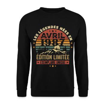 Les Légendes Sont Nées En Avril 1987 Cadeau 1987 - Sweat-shirt Unisexe - noir - Devant - Alina (178cm) & Michal (187cm)
