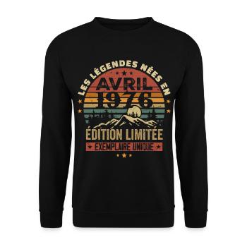 Les Légendes Sont Nées En Avril 1976 Cadeau 1976 - Sweat-shirt Unisexe - noir - Devant - Alina (178cm) & Michal (187cm)