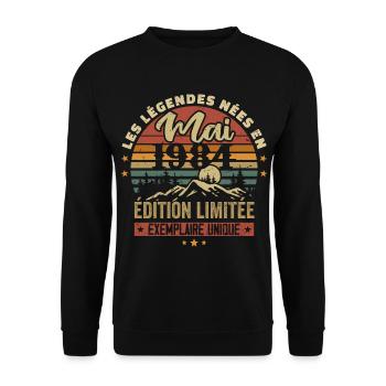 Les légendes Nées en Mai 1984 Cadeau 1984 Vintage - Sweat-shirt Unisexe - noir - Devant - Alina (178cm) & Michal (187cm)